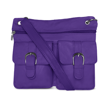 Multi Pocket Leather Crossbody by AFONiE Purple Fin Stores