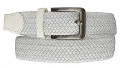 Round Silver Buckle Braided Elastic Stretch Belt