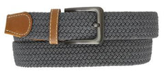 Round Silver Buckle Braided Elastic Stretch Belt