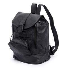 Genuine Leather Backpack with Convertible Strap Super Soft Black
