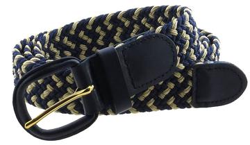 Braided Elastic Stretch Belt with Genuine Leather Buckle