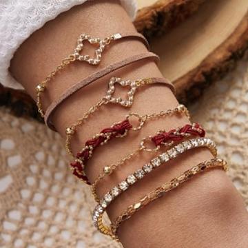 Sparkle Double Wrop Fashion Women Bracelet Set