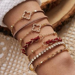 Sparkle Double Wrop Fashion Women Bracelet Set