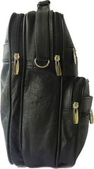 iPad Carrier Multi Pockets Traveling Black Leather Handbag