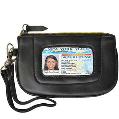 RFID Collection Premium Leather Mini Wristlet- Black Color