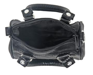 Mini Leather Satchel Bag Black