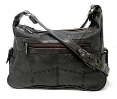 Soft Leather 3 Compartments Shoulder Purse for Women