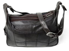 Soft Leather 3 Compartments Shoulder Purse for Women