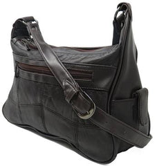 Soft Leather 3 Compartments Shoulder Purse for Women