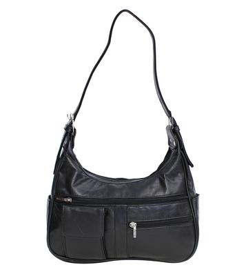 Soft Genuine Leather Shoulder Bag Black