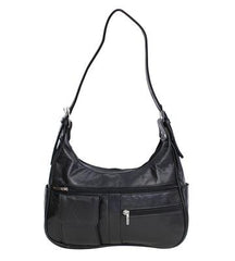 Soft Genuine Leather Shoulder Bag Black
