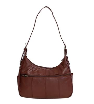 Soft Genuine Leather Shoulder Bag Burgundy