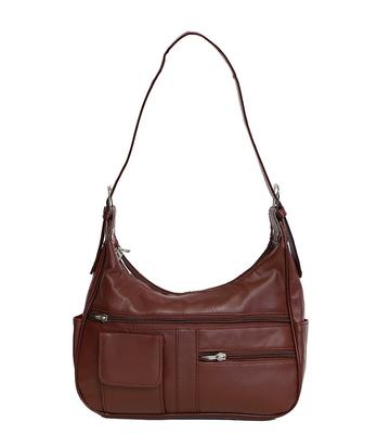 Soft Genuine Leather Shoulder Bag Burgundy