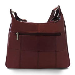 Sleek Multi Pockets Leather Shoulder Handbag Burgundy