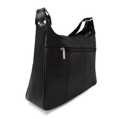 Sleek Multi Pockets Leather Shoulder Handbag Black