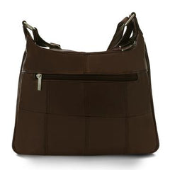Sleek Multi Pockets Leather Shoulder Handbag Brown