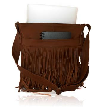 70's Style Genuine Leather Crossbody Bag Brown