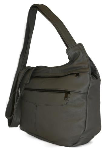 Leather Hobo Bag by AFONiE grey