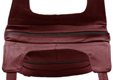 Leather Hobo Bag by AFONiE Red