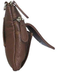 Mini Genuine Leather Crossbody Bag Brown