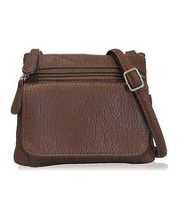 Mini Genuine Leather Crossbody Bag Brown