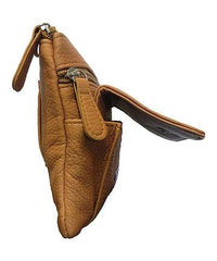 Mini Genuine Leather Crossbody Bag Tan