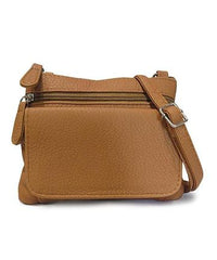 Mini Genuine Leather Crossbody Bag Tan