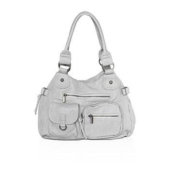 Soft Multi-Pocket Shoulder Bag Silver