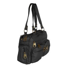 Washable Vegan Leather Series- Comfortable Shoulder/Bowling Bag Black