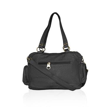 Washable Vegan Leather Series- Comfortable Shoulder/Bowling Bag Black
