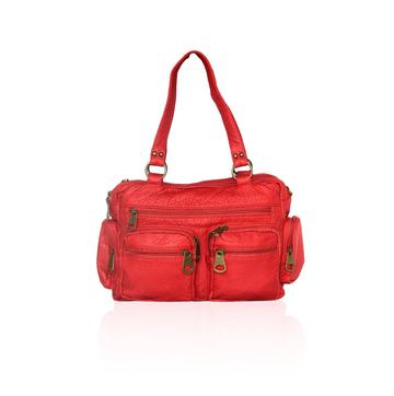 Washable Vegan Leather Series- Comfortable Shoulder/Bowling Bag Red