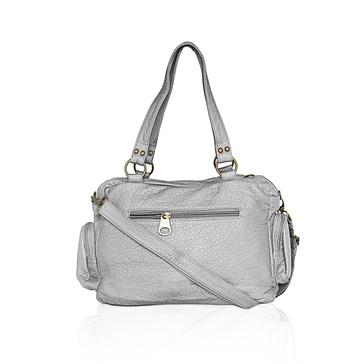 Washable Vegan Leather Series- Comfortable Shoulder/Bowling Bag Silver