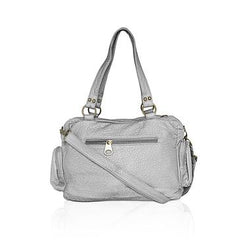 Washable Vegan Leather Series- Comfortable Shoulder/Bowling Bag Silver