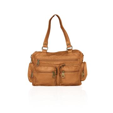 Washable Vegan Leather Series- Comfortable Shoulder/Bowling Bag Tan