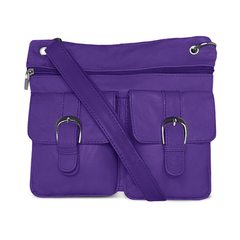 Multi Pocket Leather Crossbody by AFONiE Purple
