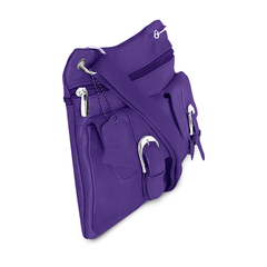 Multi Pocket Leather Crossbody by AFONiE Purple