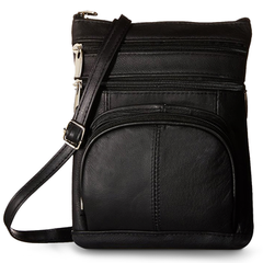 Soft Leather Crossbody Bag with Wallet Black
