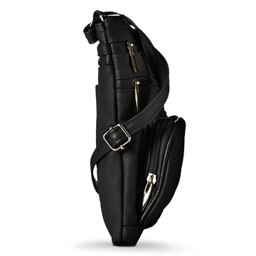 Soft Leather Crossbody Bag with Wallet Black