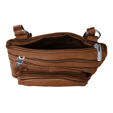 Soft Leather Crossbody Bag with Wallet Brown