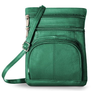 Soft Leather Crossbody Bag with Wallet Teal