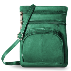 Soft Leather Crossbody Bag with Wallet Teal