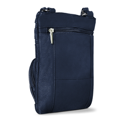 Soft Leather Crossbody Bag with Wallet Navy Blue