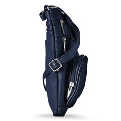 Soft Leather Crossbody Bag with Wallet Navy Blue