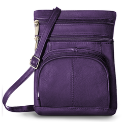 Soft Leather Crossbody Bag with Wallet Purple