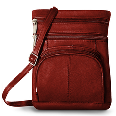 Soft Leather Crossbody Bag with Wallet Red