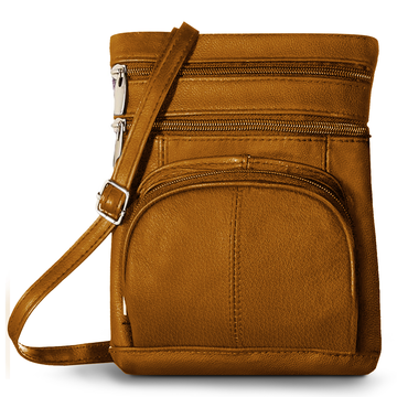 Soft Leather Crossbody Bag with Wallet Tan