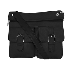 Multi Pocket Leather Crossbody by AFONiE Black