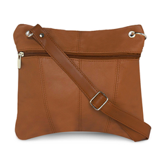 Multi Pocket Leather Crossbody by AFONiE Brown