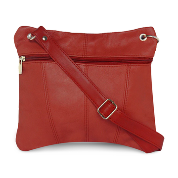 Multi Pocket Leather Crossbody by AFONiE Red