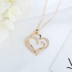 14K Gold Brass Heart Together Necklace